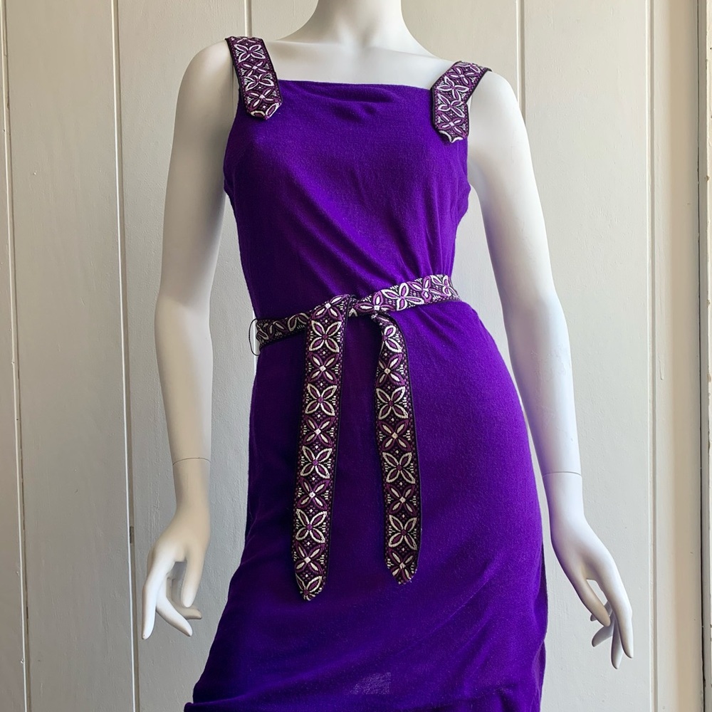 1970s Vintage Bohemian Dress Floral Embroidery